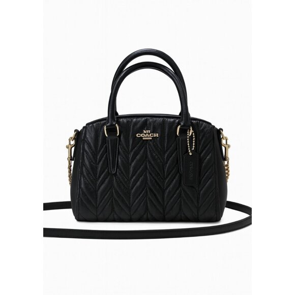 NWT Coach Quilted Leather Mini Sage Satchel F30650 Black Crossbody Bag - Picture 1 of 9